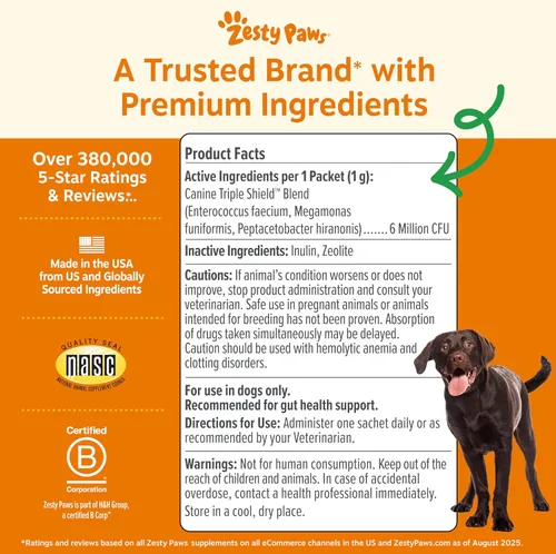 Miniatura 7 de Zesty Paws Probiótico canino nativo, para diarrea ocasional + salud digestiva, flora intestinal y apoyo del sistema inmunológico, probióticos