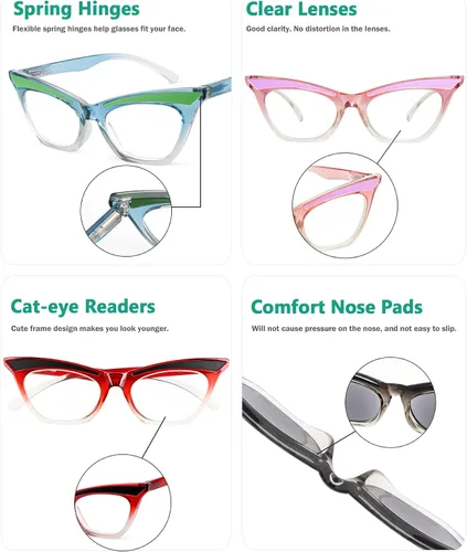 Miniatura 15 de Eyekepper Paquete de 5 lentes de lectura para mujer (uno para cada color, +0.00)