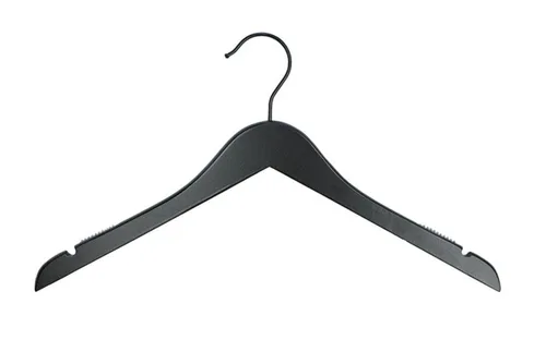 Miniatura 11 de NAHANCO Percha de madera para camisas, 17 pulgadas, color negro brillante con gancho cromado (paquete de 100)