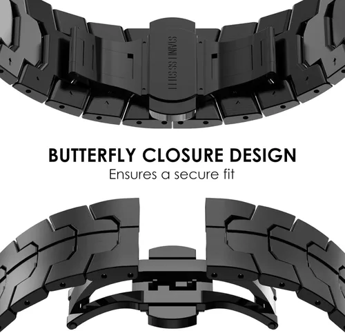 Miniatura 5 de FULLIFE Compatible con Samsung Galaxy Watch 7 6 5 4 FE 1.575 in 1.732 in, correa de metal plegable de acero inoxidable 0.787 in Galaxy Watch 6 Negro