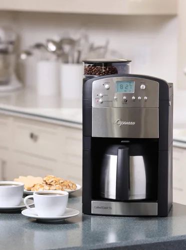 Miniatura 2 de Cafetera digital para 10 tazas con molino cónico 464.05 CoffeeTeam GS, de Capresso, Jarra de vidrio, Negro