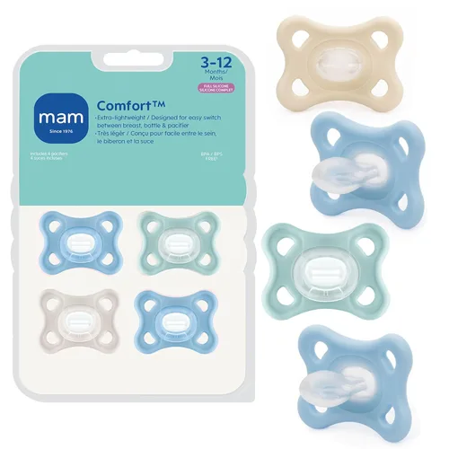 Miniatura 12 de MAM Chupetes Comfort para Bebé, Chupón Ligero de Una Pieza de Silicona Completa para Recién Nacidos de 3-12 Meses, Sin BPA, Chupete Fácil de Gris