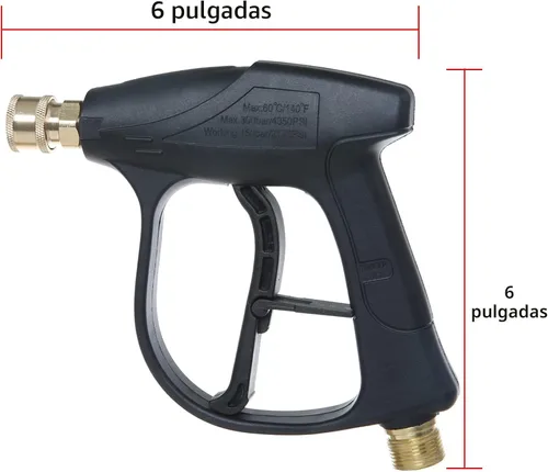 Miniatura 8 de Sooprinse Pistola de lavado de alta presión 3000 PSI Max, pistola corta de lavadora a presión con conector rápido de 1/4 pulgadas, M22-14 Negro