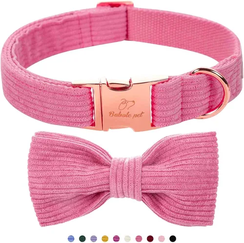 Miniatura 55 de Collares Verdes para Perros Pequeños, Lindo Collar de Pana para Perro con Corbatín, Hebilla de Metal de Seguridad, Collares Ajustables