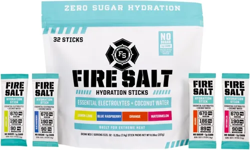 Fire Science - Barras de hidratación con sal de fuego, electrolitos y agua de coco, mezcla de bebida de hidratación con magnesio, potasio y sodio,