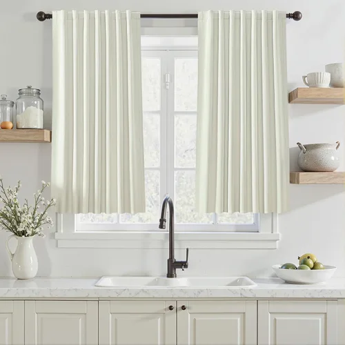 Miniatura 13 de Cortinas opacas de 54 pulgadas de largo para dormitorio, sala de estar, cortinas beige con aislamiento térmico, oscurecimiento de la habitación