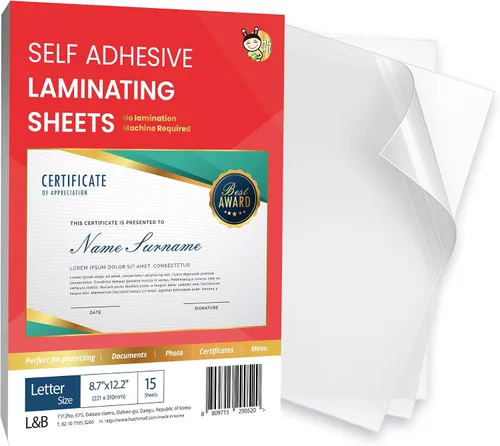 Miniatura 10 de Hojas laminadoras autoadhesivas de 12.3 x 17.1 pulgadas, paquete de 10, 4 mil de grosor, sin calor, sin máquina, hojas laminadoras autoselladas por