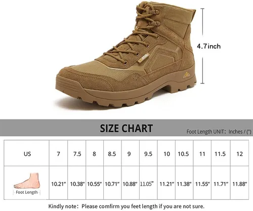 Miniatura 3 de Men's Tactical Combat Boots Lightweight Military Boots Durable Suede Work Boots Hiking Outdoor Boots