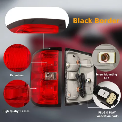 Miniatura 4 de Conjunto de luz trasera compatible con Chevy Silverado 1500 2500HD 3500HD 3500HD 2014-2019 con arnés de cableado, luces traseras de camioneta