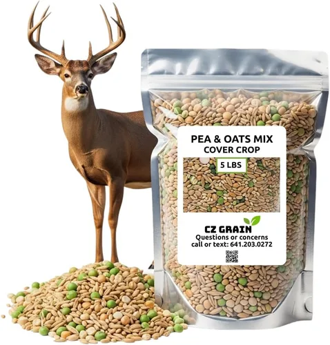 Miniatura 10 de Parcelas de comida para ciervos – Guisantes y avena cubren semillas de cultivo – Crecimiento rápido, uso en primavera u otoño (8 libras)