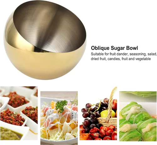 Miniatura 4 de Azucarero de acero inoxidable para encimera, soporte dorado para azúcar abierto, plato de azúcar abierto para fácil acceso en cafeterías, cocina