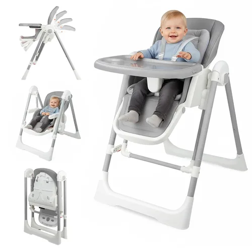 Sillas altas para bebés y niños pequeños, se convierten en columpios de bebé, silla alta plegable, ajustable, convertible con asiento reclinable y