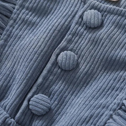 Miniatura 6 de Happy Town Ropa de otoño para niñas pequeñas, vestido de pana de manga larga con volantes con bolsa cruzada y diadema de 1 a 6 años