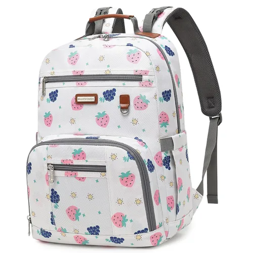 Miniatura 10 de Mochila para pañales, grandes bolsas de pañales para bebé con cambiador portátil para niños y niñas, mochila de viaje multifuncional para mamás
