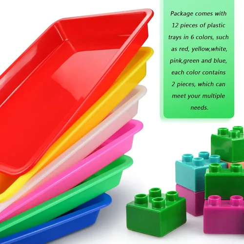 Miniatura 3 de Bercoor Paquete de 12 bandejas de plástico para arte, bandeja organizadora de actividades para niños, escuela, aula, proyectos de bricolaje, 6
