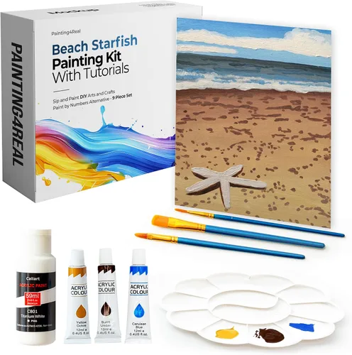 Miniatura 14 de Painting4Real Kit de clase de pintura de bricolaje para adultos con tutoriales en video: Aprende a pintar Amber Lake - Cómo pintar con acrílicos