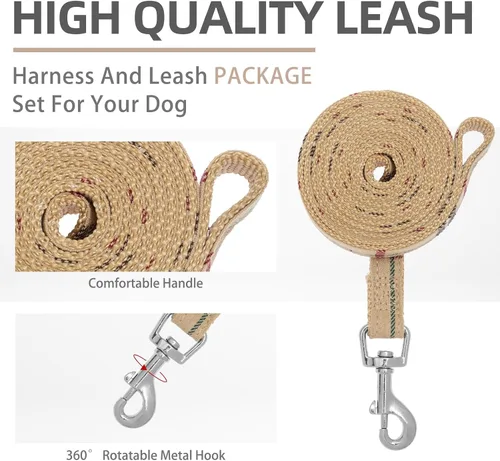 Miniatura 5 de PUPTECK Juego de Arnés y Correa para Perro de Malla Suave Step-in a Cuadros para Cachorro Acolchado Sin Tirones Chaleco Arnés para Perros XS Beige