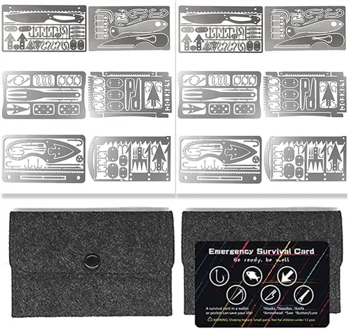 PSKOOK Juego de 12 piezas de multiherramienta de supervivencia del tamaño de una tarjeta, herramienta de emergencia para acampar, kit EDC en tu