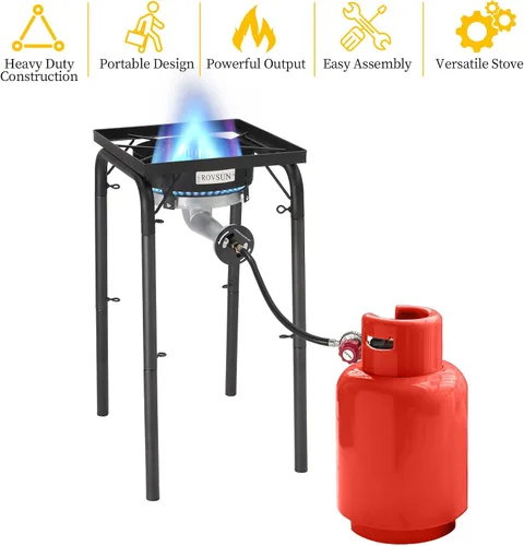 Miniatura 2 de ROVSUN Quemador de propano portátil de 200,000 BTU, cocina de gas de alta presión para cocinar al aire libre, camping, picnic, patio, elaboración