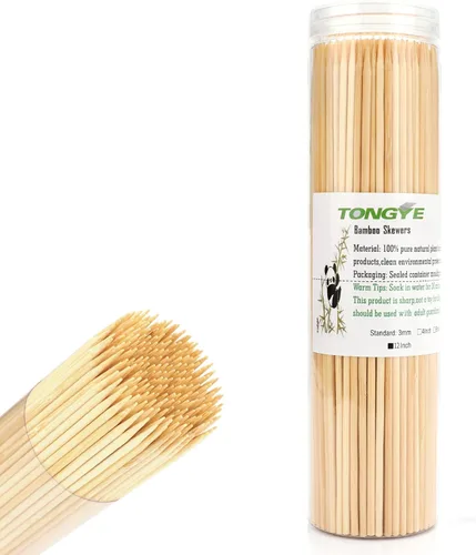 Miniatura 7 de [100 unidades] Brochetas de bambú de 6 pulgadas, pinchos de madera de primera calidad sin astillas, brochetas para parrilla, barbacoa, aperitivo