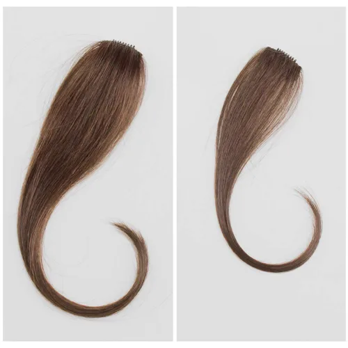 Miniatura 8 de Extensión de cabello humano con clip para mujer, fácil de usar, 1 pieza de 10 pulgadas, color negro y marrón