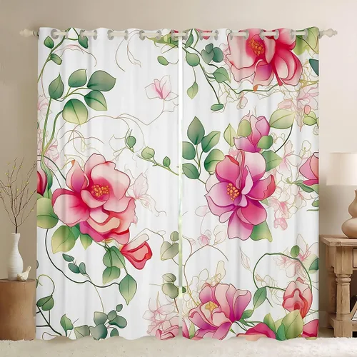 Miniatura 10 de Erosebridal Cortinas y cortinas ligeras de mariposas azules para niños y niñas, hojas de eucalipto para sala de estar, dormitorio, jardín, vida Azul