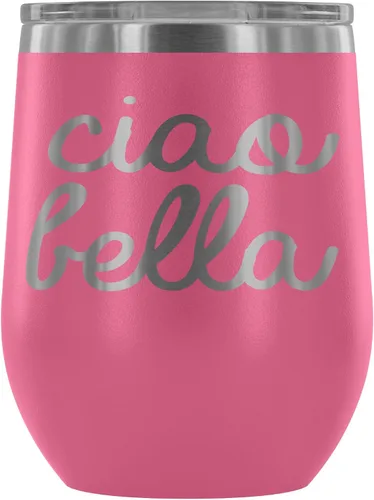 Miniatura 9 de Ciao Bella - Vaso de vino aislado con tapa, copa de vino de acero inoxidable sin tallo de 12 onzas, taza de viaje aislada al vacío de doble pared