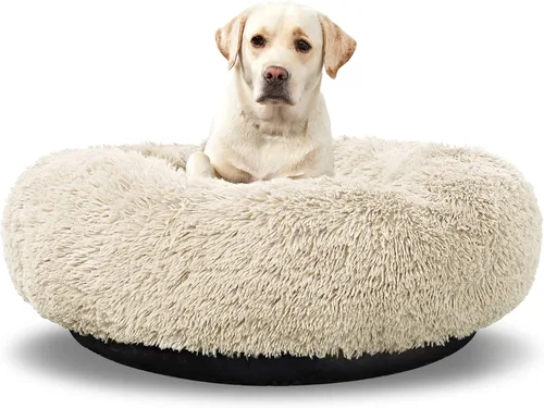 Miniatura 19 de ANWA - Cama redonda para perro mediano, lavable, cama tipo dona para perro grande, cómoda, acogedora y relajante Blanco