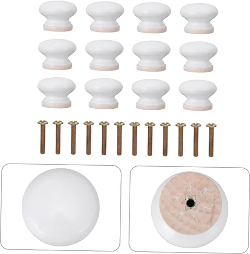 Miniatura 8 de Uonlytech Perillas blancas para puertas de gabinete, pomos de madera para gabinetes, tiradores de cajón, armario de cocina, armario de cocina