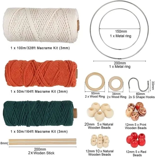 Miniatura 2 de UHAPEER Kits de macramé para adultos principiantes, kit de macramé para colgar plantas DIY y suministros de macramé, con cordón de macramé de Verde