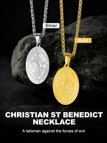 Miniatura 79 de U7 Saint Benedict/Michael Medal Necklace, 316L Stainless Steel Virgin Mary Necklace for Men Women, Bible Verse Protection Necklace Catholic