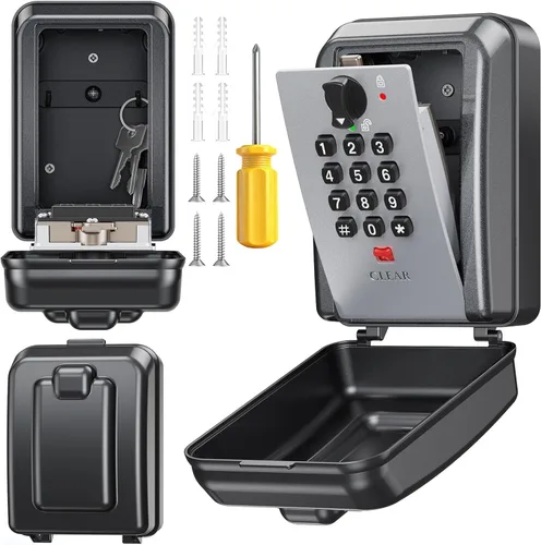 Caja de bloqueo de llave, combinación personalizable de 12 dígitos, caja de seguridad para llaves con código reposable, gran capacidad y resistente