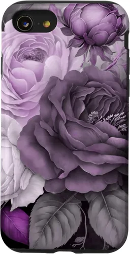 Miniatura 18 de Purple Watercolor Rose Flower Bouquet on Gray Case for iPhone 17