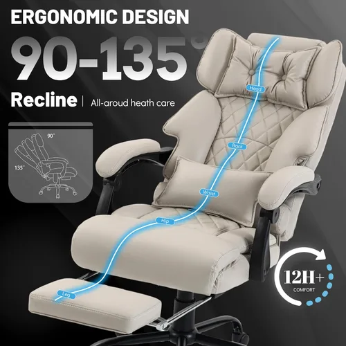 Miniatura 7 de Massage Office Chair with Foot Rest,6 Points Vibration & Heat Executive Office Chairs for Heavy People,500LBS Big and Tall Office Chair,Ergonomic