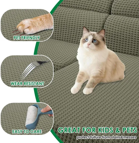 Miniatura 5 de MAXIJIN Fundas de cojín para sofá seccional, funda de cojín elástica para sofá, lavable, protector de muebles con parte inferior elástica y correa