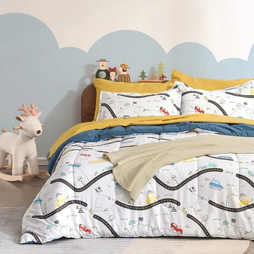 Miniatura 7 de SLEEP ZONE Juego de edredón de 2 piezas para niños y niñas, resistente a la decoloración, lavable a máquina, cohete espacial
