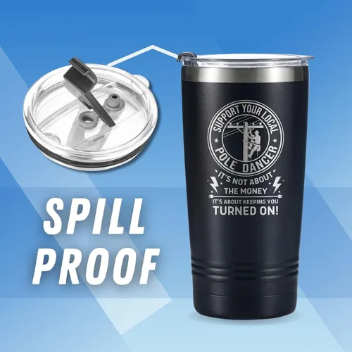 Miniatura 6 de Onebttl Lineman Regalos para hombres – Taza de café de viaje para electricista de 20 onzas