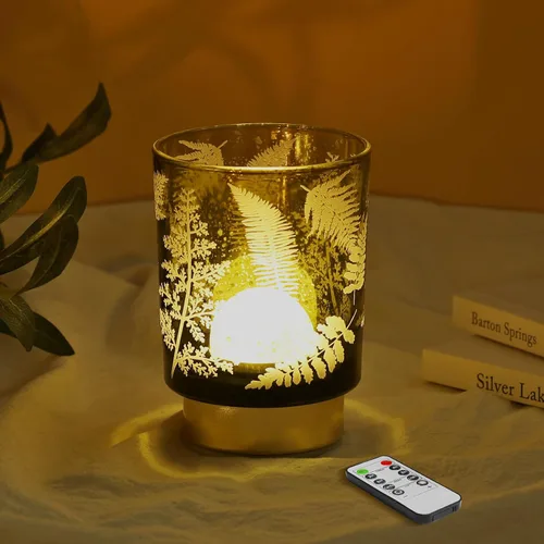 Miniatura 15 de Eywamage Pequeña lámpara de mesa con pilas con control remoto, lámpara de cristal inalámbrica de ciervo del bosque para dormitorio, sala de estar
