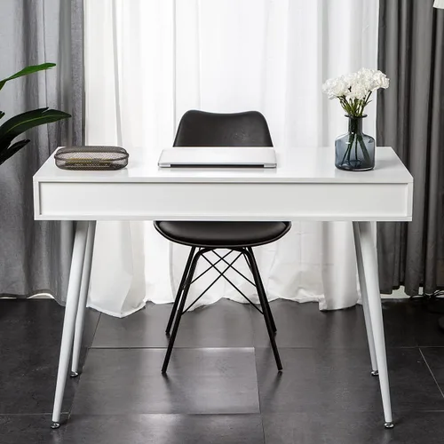 Miniatura 4 de Need Escritorio blanco con escritorio de almacenamiento, mesa de tocador, escritorio de computadora moderno con 3 cajones, mesa de tocador