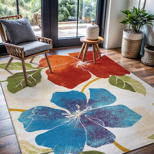 Miniatura 16 de CAMILSON Solana - Alfombra moderna con diseño floral de 2 x 3 pies, antideslizante y parte trasera de goma, negro - flores grises, alfombra