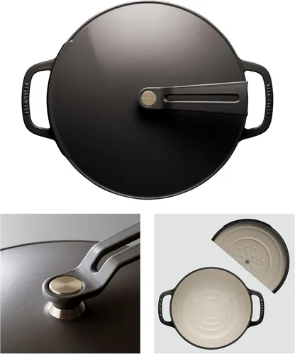 Miniatura 2 de Olla para Horno Holandés Vermicular 2.0 Olla de Hierro Fundido Esmaltada Ligera 26cm (5.9 Qt) No Tóxico Compatible con Inducción Horno