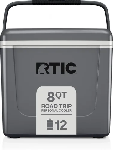 RTIC Hielera Personal para Viaje por Carretera de 8 QT, Pequeña, Compacta, Aislada, Caja de Hielo Portátil para Comida, Bebida, Bebidas, Playa, Gris