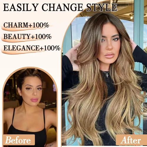 Miniatura 2 de FREEMEIGE 4 piezas de extensiones de cabello con clip, extensiones de cabello largas y gruesas con capas rectas de 20 pulgadas, extensiones