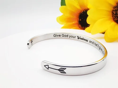 Miniatura 382 de Pulseras inspiradoras para mujer, joyería de acero inoxidable, con refranes, pulsera motivacional con mensaje oculto, pulseras grabadas para mejor