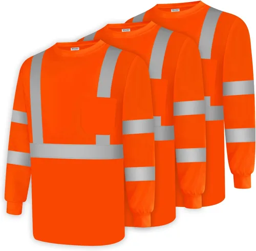 Miniatura 14 de Camisas de alta visibilidad para hombres Clase 3 Hi Vis reflectantes, camisas de seguridad para construcción para hombres y mujeres, de manga larga