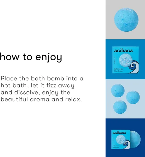 Miniatura 4 de ANIHANA Bomba de baño con aceite de coco, sin parabenos, rociadores de lujo hechos a mano, aroma refrescante del océano azul, 6.3 onzas