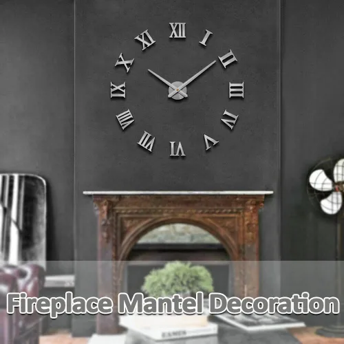 Miniatura 8 de Mintime - Reloj de pared sin marco, adhesivo acrílico 3D, números romanos, arte moderno, kit de piezas para decoración del hogar para sala de estar