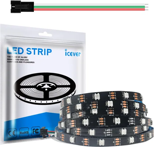 Miniatura 8 de Tira de luces LED WS2812B de 16.4 pies, 5 V, 150 LED RGB IC 5050SMD direccionables individuales – PCB blanco flexible IP30-30LEDs/m MagicRGB Dream