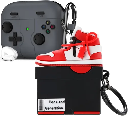 [Paquete de 2] Gedicht para Airpods 2ª generación, divertida consola de juegos de dibujos animados 3D, diseño de caja de zapatos de silicona suave