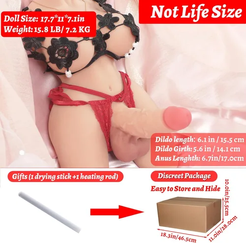 Miniatura 3 de Muñeca sexual transexual para mujer con consolador flexible, muñecas sexuales trans unisex de 15.8 libras, juguetes sexuales gay con consolador